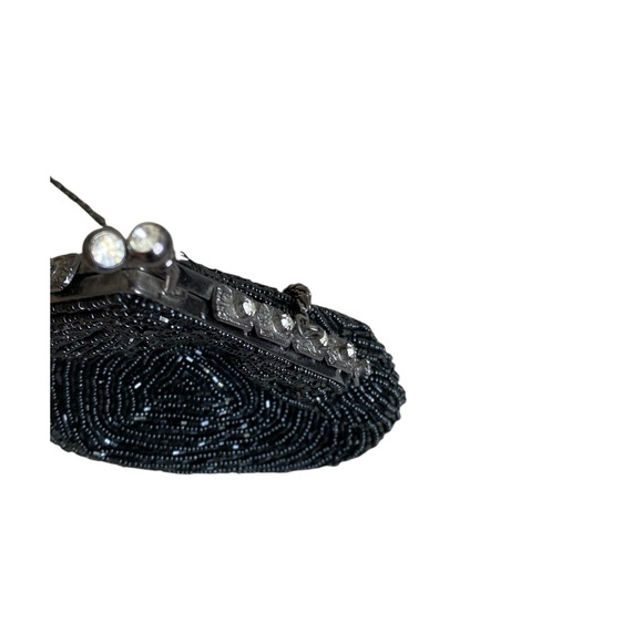 Vintage Jessica Mclintok black beaded evening bag with chain - Picture 3 of 7